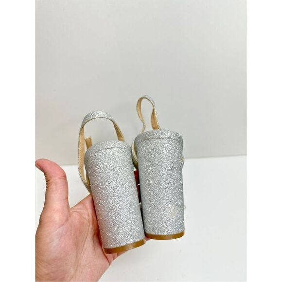 Badgley Mischka Sandals Womens Size 8.5 Silver Block Heel Open Toe‎ Embellished - Picture 7 of 9